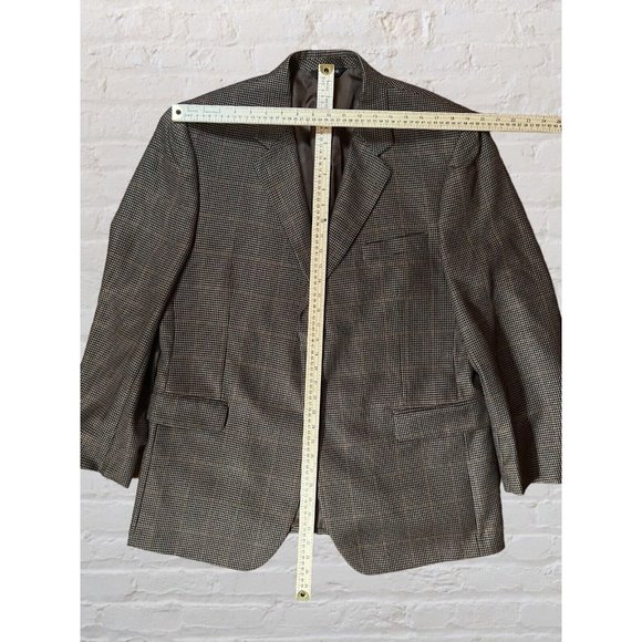 Jos A Bank 46R Signature Houndstooth Blazer Coat Jacket Silk Camelhair - Picture 11 of 14